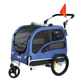 VEVOR Dog Bike Trailer, Supports up to 100 lbs, 2-in-1 Pet Stroller Cart Bicycle Carrier, Easy Folding Cart Frame with Quick Release Wheels (Load Capacity: 100 lbs)
